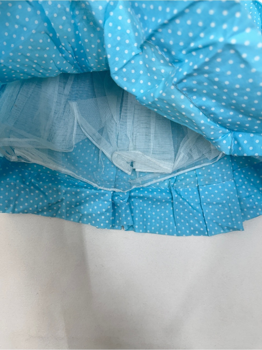 Polly Flinders Girls Vintage Hand Smocked Polka Dot Dress Blue Size 3 Picot Trim - Picture 9 of 9